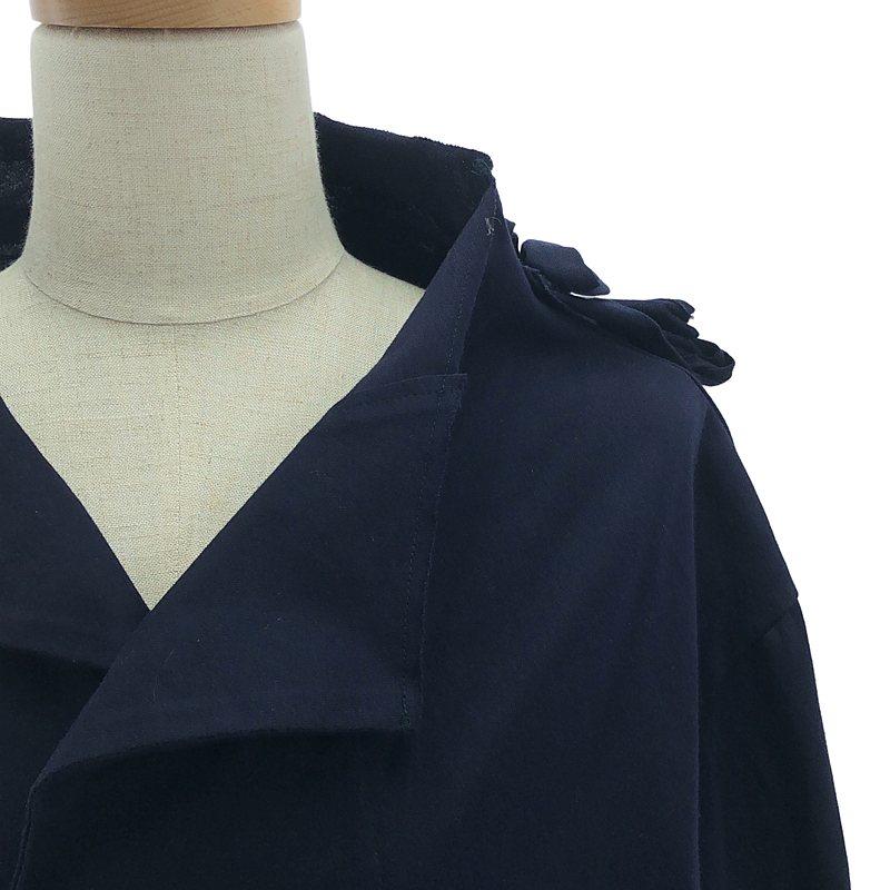 Yohji Yamamoto FEMME / ヨウジヤマモトファム | 2003SS | リボン 装飾 ボタンレス ノーカラー カーディガン | 3 | ネイビー | レディース Yohji Yamamoto FEMME / ヨウジヤマモトファム | 2003SS リボン 装飾