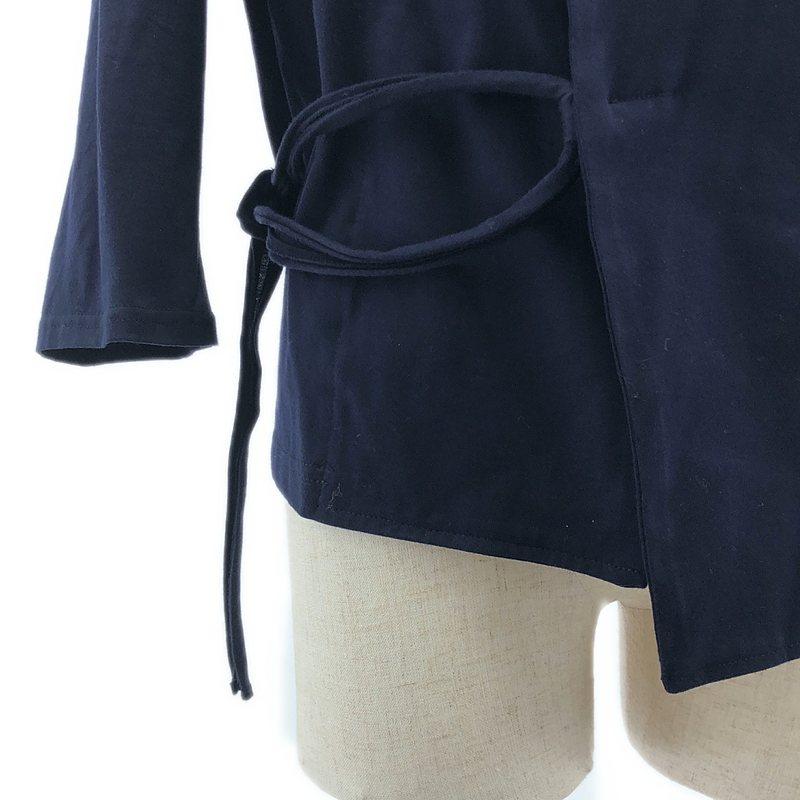 Yohji Yamamoto FEMME / ヨウジヤマモトファム | 2003SS | リボン 装飾 ボタンレス ノーカラー カーディガン | 3 | ネイビー | レディース Yohji Yamamoto FEMME / ヨウジヤマモトファム | 2003SS リボン 装飾