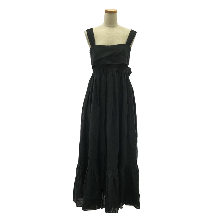 Chloe / クロエ | リネン タイバック ドレス ワンピース 36 ブラック  