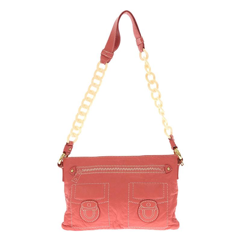 【美品】  MARC JACOBS / マークジェイコブス | ステッチワーク レザー ショルダーバッグ | ピンク | レディース 美品】 MARC JACOBS / マークジェイコブス | ステッチワーク レザー