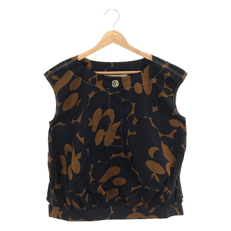 MARNI / マルニ | 2019SS 総柄 ノースリーブブラウス 38 ネイビー 