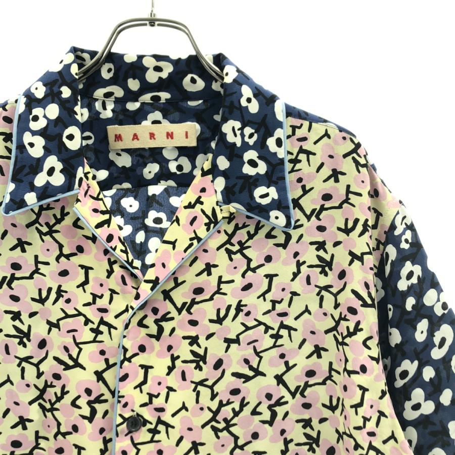 ★定価11.4万 MARNI フローラルプリント オープンカラーシャツ 48 紺 MARNI（マルニ） シルク フローラル 切替 オープンカラーシャツ : KLD