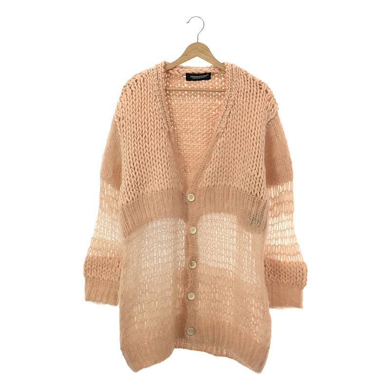 【美品】  UNDER COVER  / アンダーカバー | 2022AW | ウール モヘア ローゲージ 編み地切替 オーバーサイズ カーディガン | 2 | ピンク | レディース 美品】 UNDER COVER / アンダーカバー | 2022AW ウール モヘア