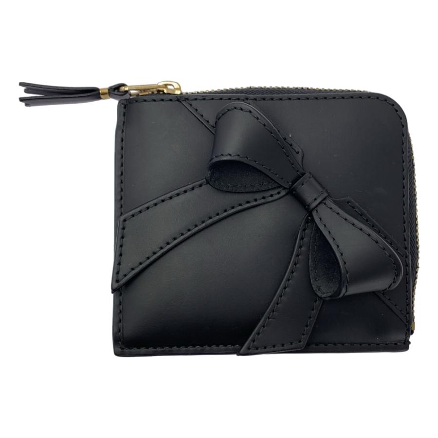 【新品】  COMME des GARCONS / コムデギャルソン | Big Bow ビッグ ボウ / L字ジップ レザー ウォレット 財布 | ブラック | レディース COMME des GARCONS（コムデギャルソン） Big Bow ビッグ ボウ / L字