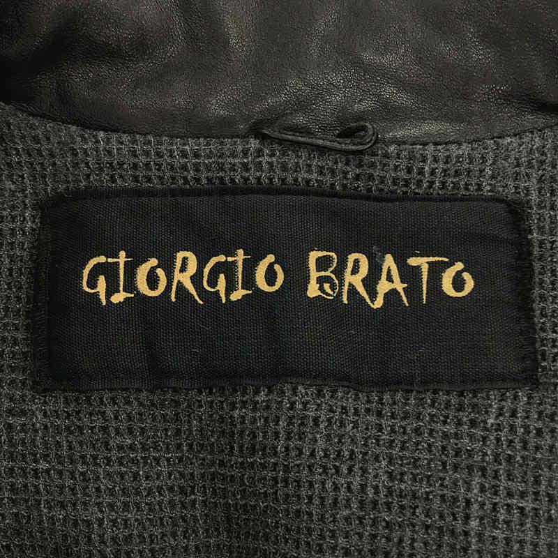 GIORGIO BRATO / ジョルジオブラット | ラムレザー 袖リブ ハイネック シングルライダース ジャケット | 46 | ブラック | メンズ｜kldclothing｜06