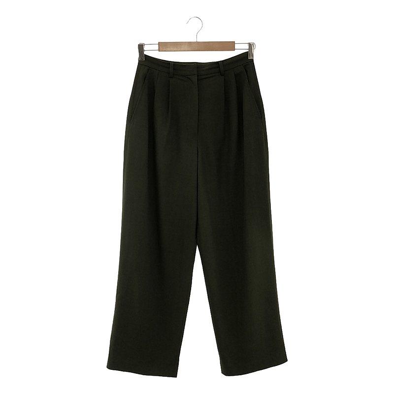 CLANE ベーシックタックパンツ サイズ0 カーキ CLANE スラックス パンツ 「CLANE/クラネ」BASIC TUCK PANTS
