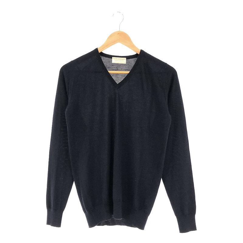 ジョン スメドレー ニットネイビー Vネック ウール100％ イギリス製