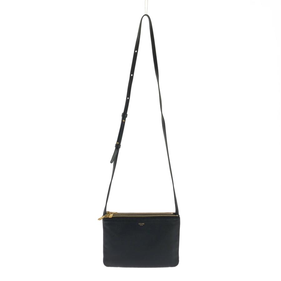 CELINE / セリーヌ | TRIO トリオ スモール レザー ショルダーバッグ 187603BEB | ブラック | レディース CELINE（セリーヌ） TRIO トリオ スモール レザー ショルダーバッグ
