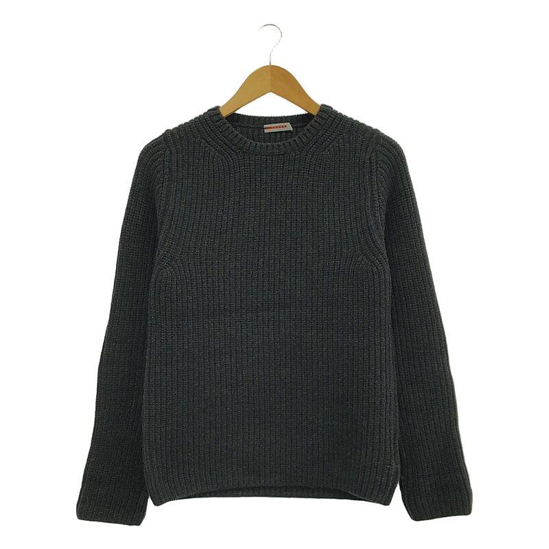 PRADA SPORT プラダスポーツ 【美品】リブ編み ニット PRADA SPORT / プラダスポーツ | ウール リブ エルボーパッチ ニット