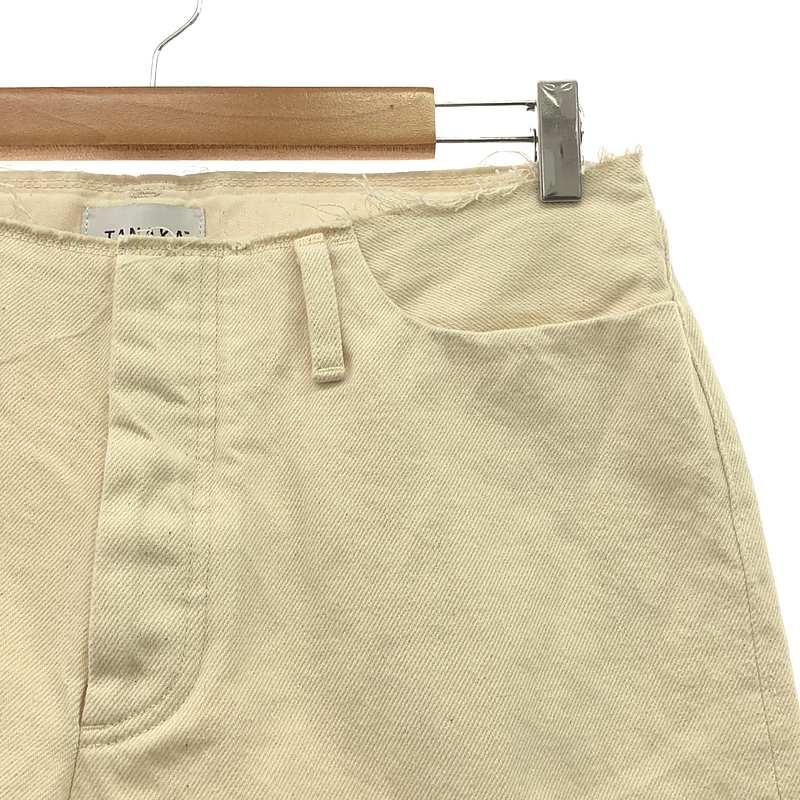 【美品】  TANAKA / タナカ | ST-2U UNFINISHED CROP JEAN TROUSERS アンクル スリット ホワイト デニムパンツ | 30 | RINSED RAW WHITE | メンズ 美品】 TANAKA / タナカ | ST-2U UNFINISHED CROP JEAN TROUSERS