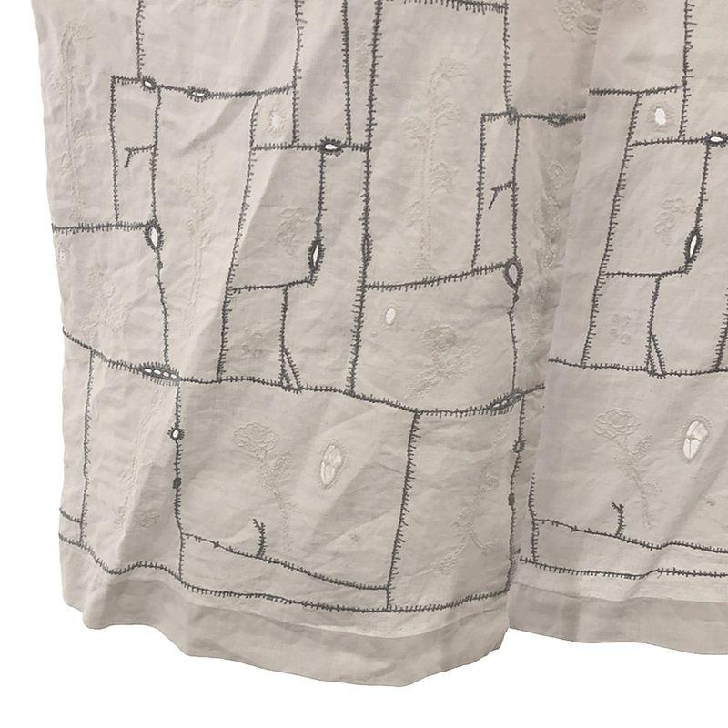 mina perhonen ガーデンパッチワークリネンブラウスシャツ