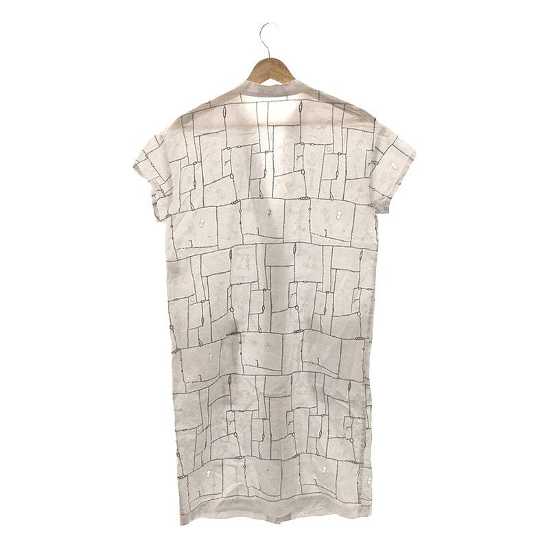 mina perhonen ガーデンパッチワークリネンブラウスシャツ