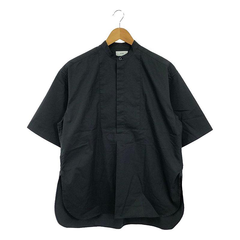 HYKE - HYKE / ハイク | 2021SS | FISHERMAN SHIRT フィッシャーマン バンドカラー プルオーバー 半袖シャツ | 1 | ブラック | レディース HYKE（ハイク） | 2021SS | FISHERMAN SHIRT フィッシャーマン バンド