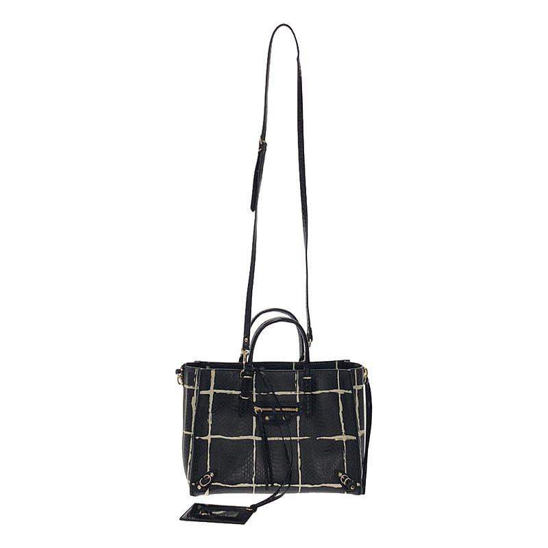 【美品】  BALENCIAGA / バレンシアガ | Papier Exotic leather / 2way ショルダー付き パイソン レザー ペーパー ハンドバッグ | ブラック | レディース BALENCIAGA（バレンシアガ） 【美品】 | Papier Exotic leather / 2way