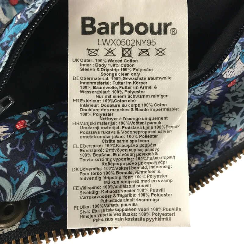 【美品】  Barbour / バブアー | × LIBERTY リバティ別注 BEADNELL WAX JACKET ワックスコーティング ジップアップ ジャケット | UK8 | ブラック / ブルー | レ｜kldclothing｜07