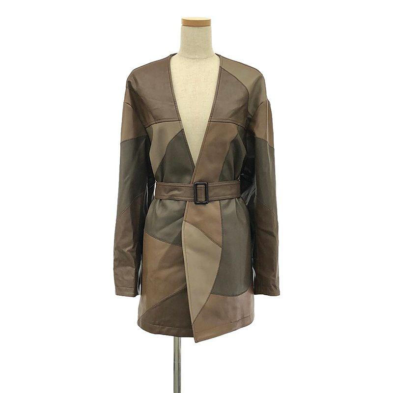 美品】 NOUNLESS / ナウンレス | PATCHWORK FAKE LEATHER JACKET  