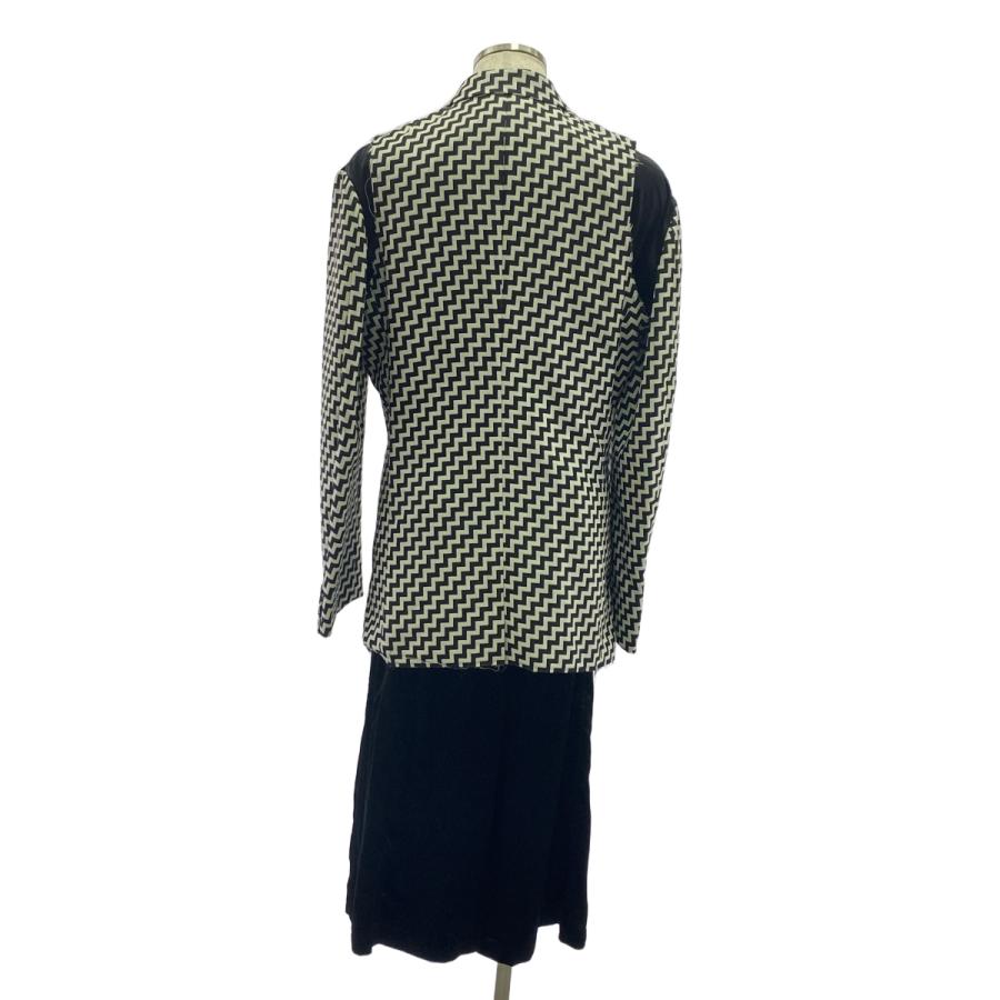 【美品】  COMME des GARCONS HOMME PLUS / コムデギャルソンオムプリュス | 2019AW | 幾何学柄 ウール ベスト レイヤード ベロア コート | M | ブラック / ホワイト | メンズ COMME des GARCONS HOMME PLUS 【美品】 / コムデギャルソンオム