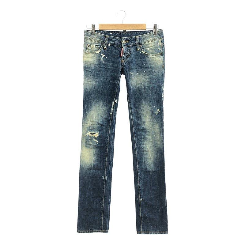 DSQUARED2 レディース デニムジャケット ペイント加工 クラッシュ 38 DSQUARED2 レディース デニムジャケット ペイント加工