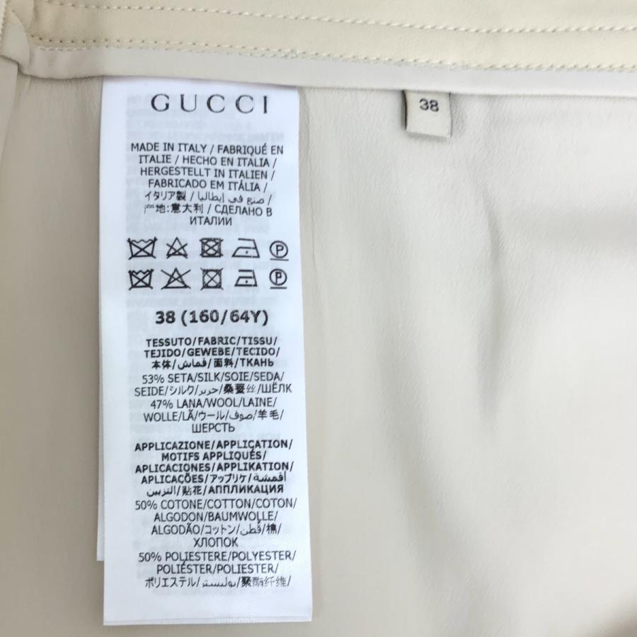 T592 M グッチ イタリア製 ロゴ総柄 シルク タイト スカート