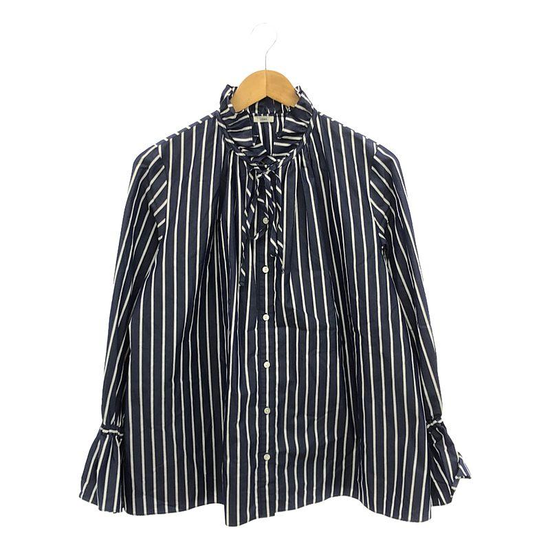 【新品】  IENA / イエナ | 2022SS | コットンポリエステルフリルブラウス | F | ネイビー | レディース IENA（イエナ） | 2022SS | コットンポリエステルフリルブラウス