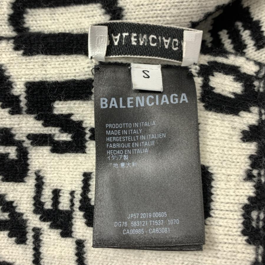 BALENCIAGA（バレンシアガ） ウール ウェーブロゴ ロング マフラー