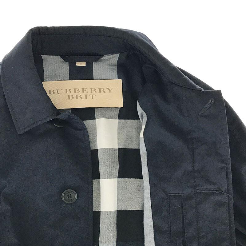 BURBERRY BRIT / バーバリーブリット | チンストラップ付き ライニングメガチェック切替 フライフロント コットン ステンカラー コート  | L | ネイビー | メン｜kldclothing｜04