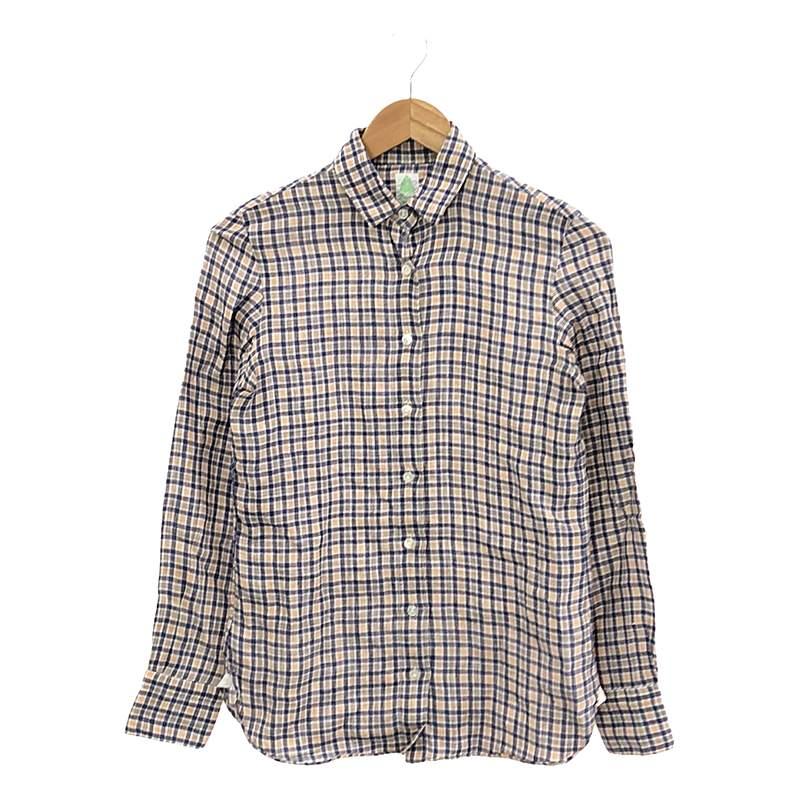finamore / フィナモレ | リネン チェック ロングシャツ | 40 