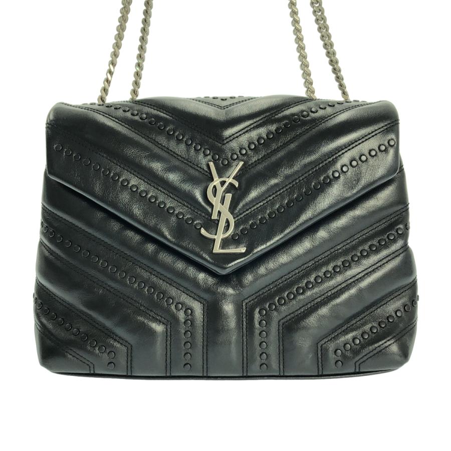 【美品】  SAINT LAURENT PARIS / サンローランパリ | Loulou ルル / スモール スタッズ チェーン ショルダー バッグ | ブラック | レディース SAINT LAURENT PARIS / サンローランパリ Loulou ルル スモール