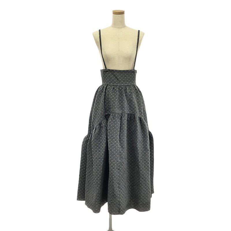 Bluelea Dot Jacquard suspenders skirt