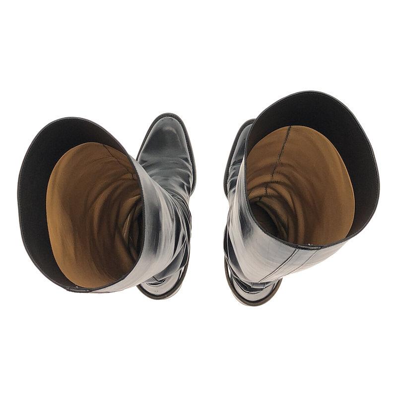 SARTORE サルトル　ブラックレザーロングブーツ バックル付き　37 SARTORE / サルトル | レザー アンクルバックルベルト ロング