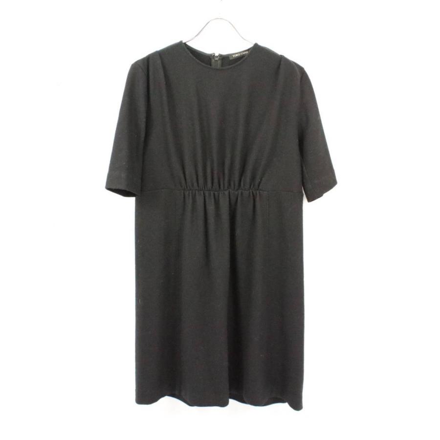 YOKO CHAN / ヨーコチャン | Half-sleeve Wool Dress 半袖 ウールワンピース ドレス | 36 | ブラック｜kldclothing｜02