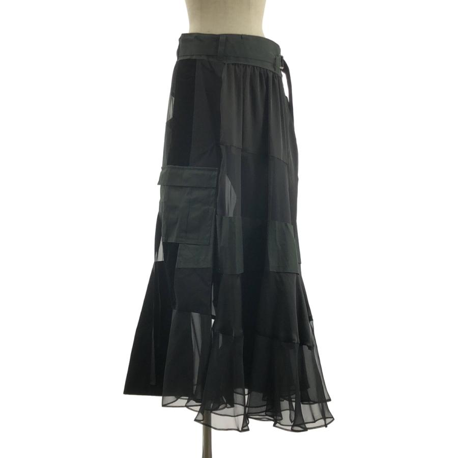 sacai（サカイ） パッチワーク シアー フレア ラップ スカート : KLD 