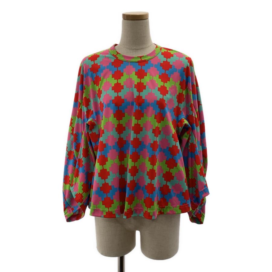 【美品】  COMME des GARCONS / コムデギャルソン | 2024SS | ポリエステル 総柄 幾何学模様 変形 立体スリーブ プルオーバー カットソー トップス | S | マルチカラー | レディース COMME des GARCONS（コムデギャルソン） 【美品】 | 2024SS