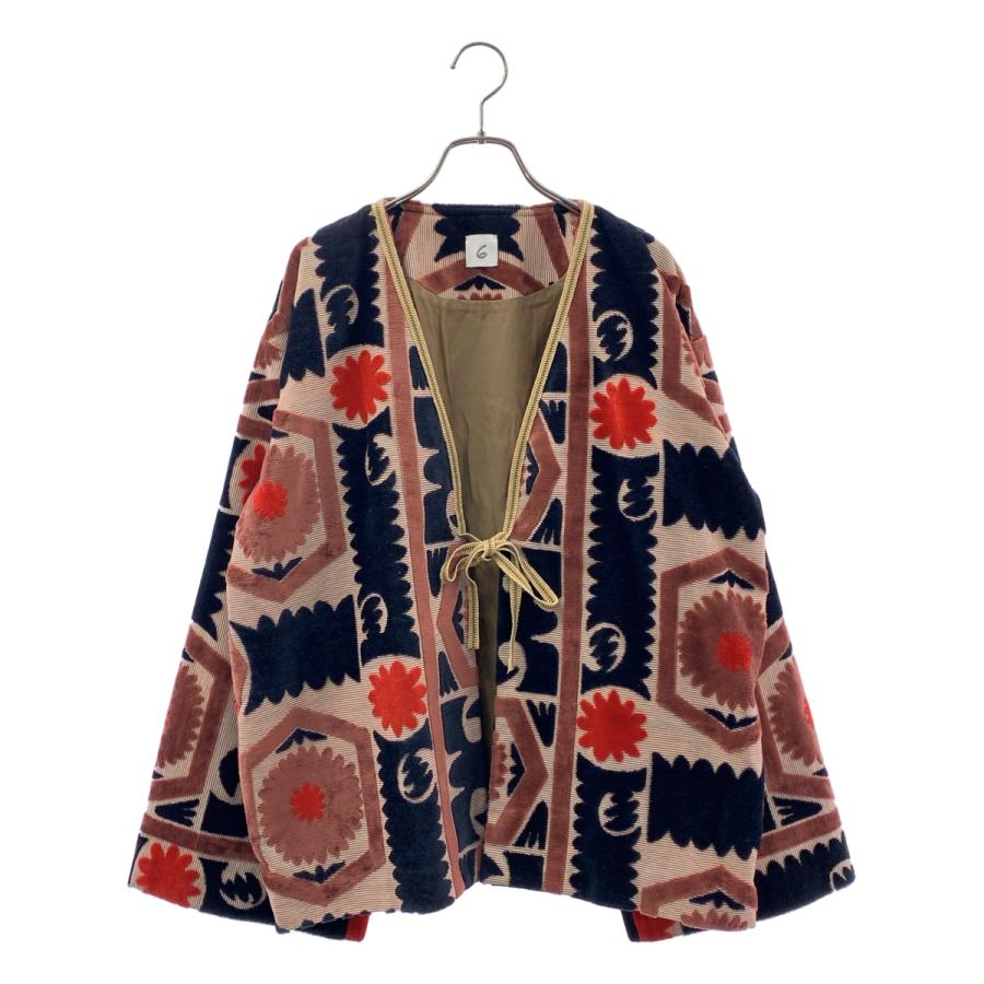 6(ROKU) / ロク PILE CUT JACQUARD JACKET ノーカラー