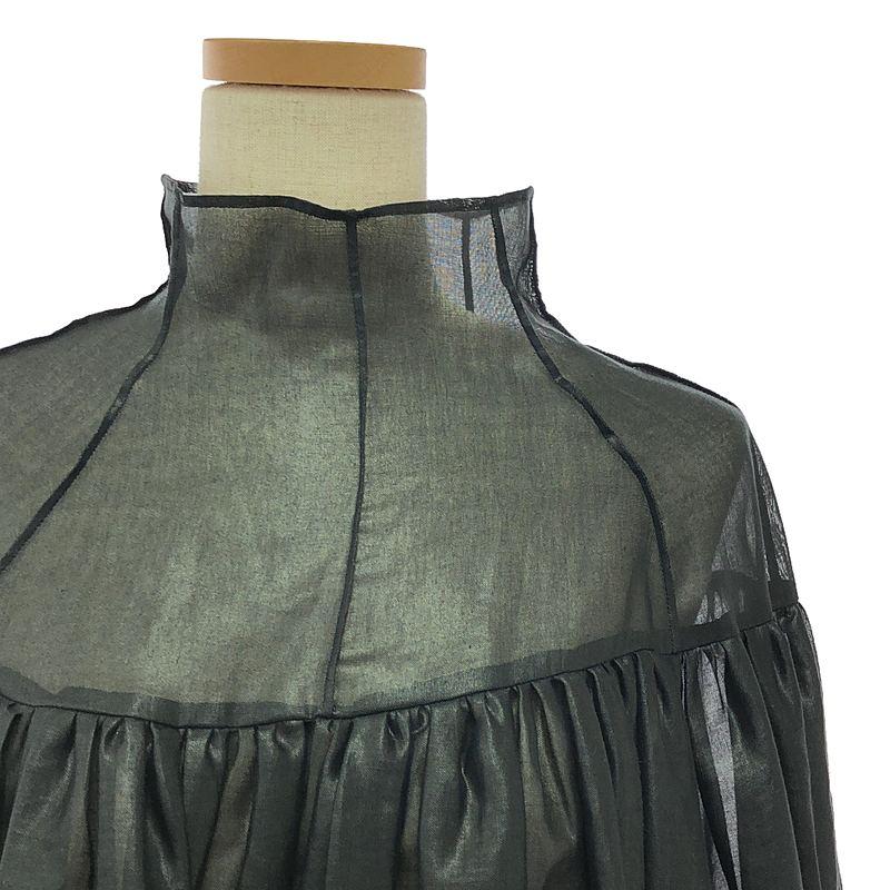 【美品】  enas / エナス | シースルー ギャザー ボリューム ブラウス シャツ | F | ブラック | レディース 美品】 enas / エナス | シースルー ギャザー ボリューム ブラウス