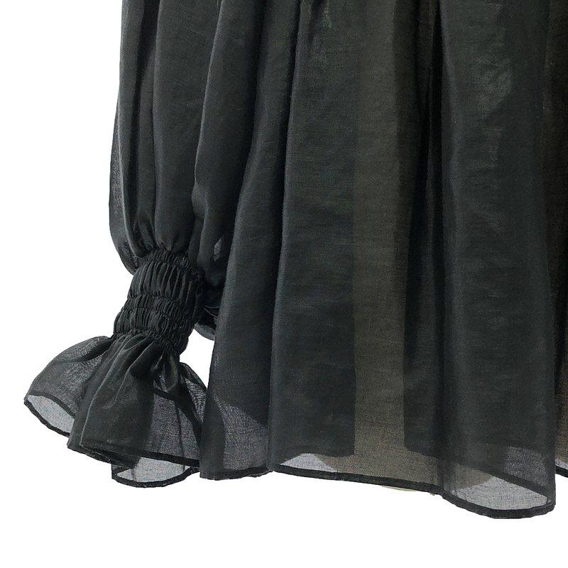【美品】  enas / エナス | シースルー ギャザー ボリューム ブラウス シャツ | F | ブラック | レディース 美品】 enas / エナス | シースルー ギャザー ボリューム ブラウス