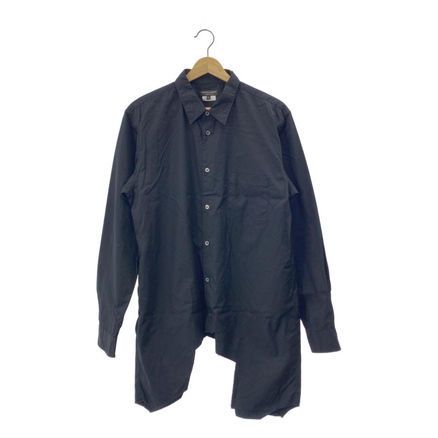 コムデギャルソン オム プリュス ポリ縮 長袖 シャツ ブラック M COMME des GARCONS HOMME PLEUS コム デ ギャルソン オム プリュス