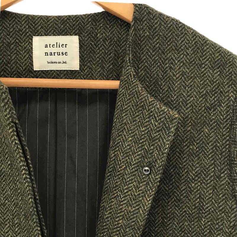 【美品】  atelier naruse / アトリエナルセ | MOON ENGLAND tweed cocoon jacket ツイード コクーン ジャケット | F | khaki brown｜kldclothing｜04
