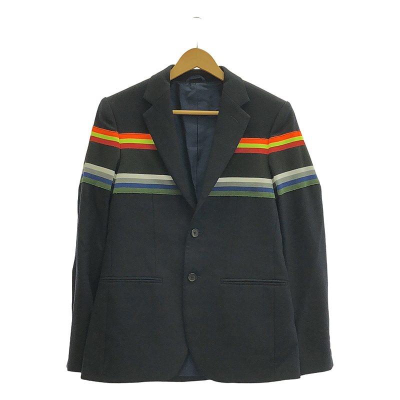 RAF SIMONS / ラフシモンズ | 2014AW | × STERLING RUBY STRIPE JACKET テーラードジャケット | 44 | ネイビー | メンズ RAF SIMONS（ラフ シモンズ） | 2014AW | × STERLING RUBY STRIPE