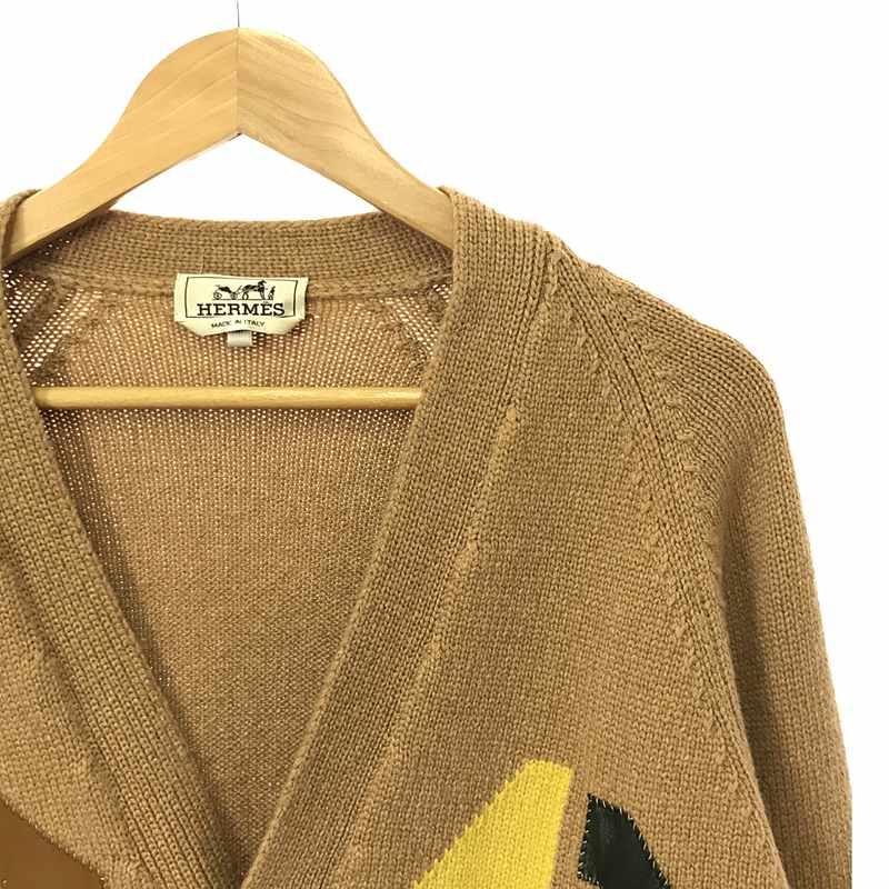 HERMES / エルメス | 2020AW カシミヤ100% レザーパッチ ニット HERMES / エルメス | 2020AW カシミヤ100% レザーパッチ ニット