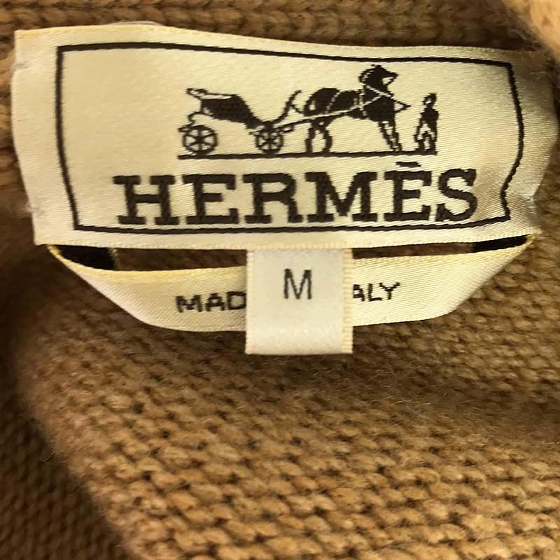 HERMES / エルメス | 2020AW カシミヤ100% レザーパッチ ニット HERMES / エルメス | 2020AW カシミヤ100% レザーパッチ ニット