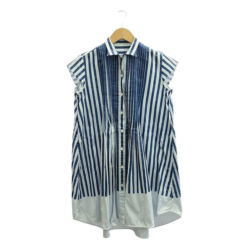 sacai（サカイ） | 裁断 ストライプ タック シャツワンピース | 1