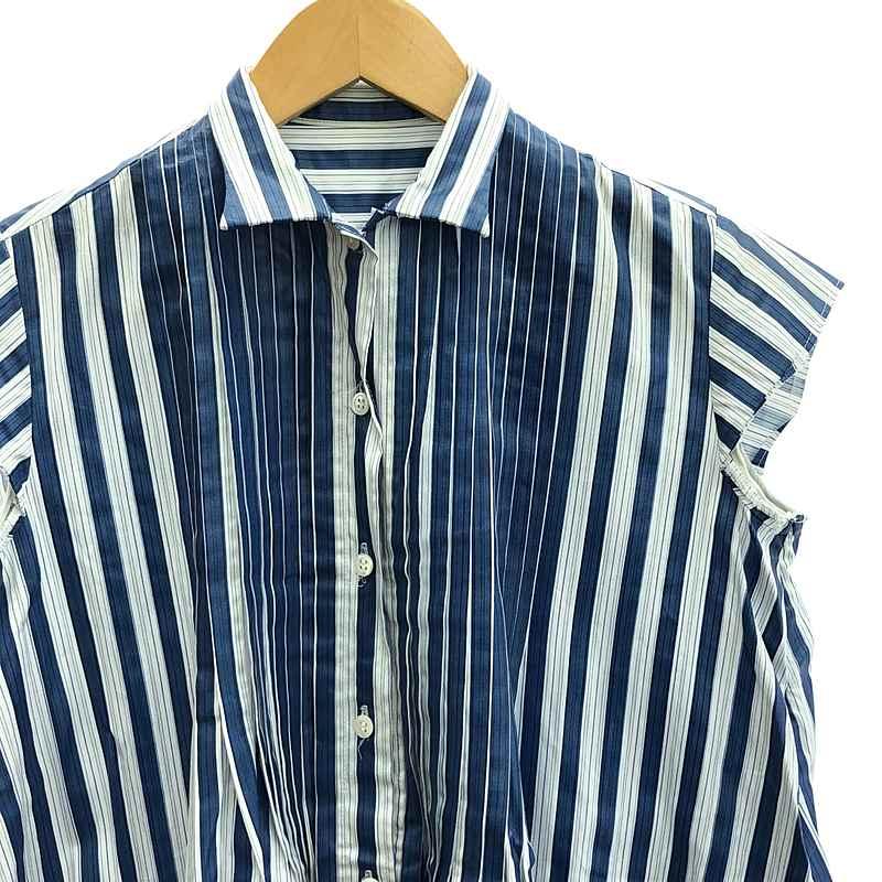 新品 sacai ブルー ホワイト ストライプ ワンピース sacai - sacai サカイ 18SS アシンメトリーストライプシャツ