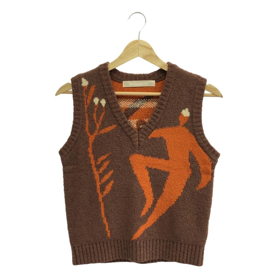 leinwande ラインヴァンド フリンジ付きVネックニットベスト 新品