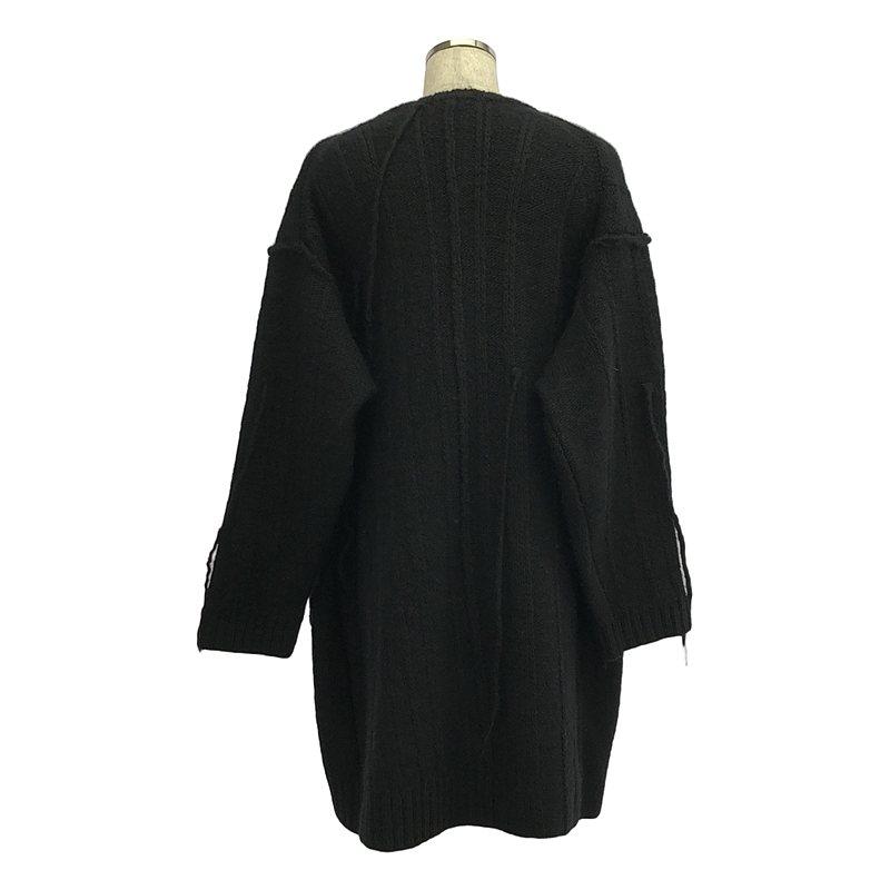 YOHJI YAMAMOTO POUR HOMME / ヨウジヤマモトプールオム | 2024AW | 3G STRIPE STRING LONG CARDIGAN 糸ふらし ロング ニット カーディガン | 3 | ブラック | メンズ Yohji Yamamoto POUR HOMME YOHJI YAMAMOTO POUR HOMME / ヨウジ