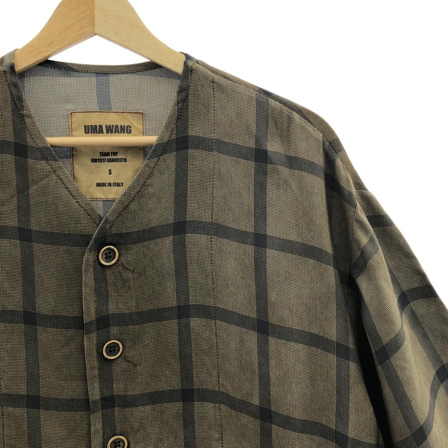 UMA WANG ユマワン ノーカラー ロングシャツ UMA WANG / ユマワン TEAM TOP グレンチェック ビスコース ノー