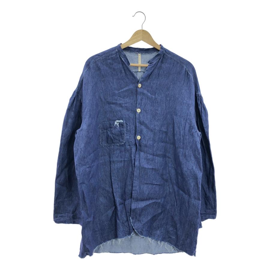 ISABELLA STEFANELLI / イザベラステファネリ | stand collar denim shirt / ギャザースリーブ デニムシャツ | Indigo | メンズ | 
