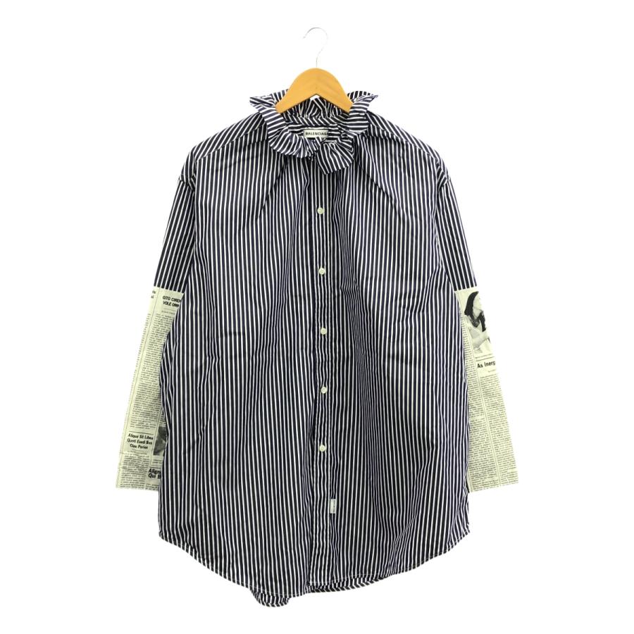 BALENCIAGA / バレンシアガ | stripe newspaper shirt ニュースペーパー ストライプ シャツ | ブルー/ホワイト | レディース BALENCIAGA（バレンシアガ） | stripe newspaper shirt ニュース