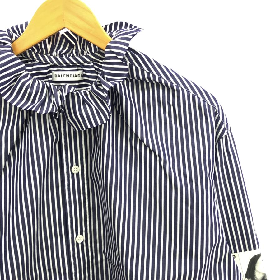 BALENCIAGA / バレンシアガ | stripe newspaper shirt ニュースペーパー ストライプ シャツ | ブルー/ホワイト | レディース BALENCIAGA（バレンシアガ） | stripe newspaper shirt ニュース
