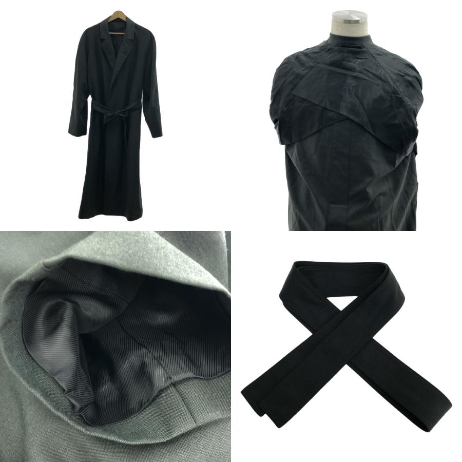 【美品】  LEMAIRE / ルメール | 2021AW | SOFT COAT UNISEX / ベルテッド オーバー ソフトコート / 総裏地 / ユニセックス | XS | チャコールブラック系 | メンズ LEMAIRE（ルメール） 【美品】 | 2021AW | SOFT COAT UNISEX
